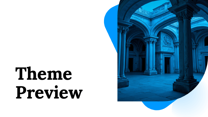 Bright blue organic shapes with architectural photography and star accents